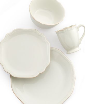 Dinnerware, French Perle Bead White Oval Platter