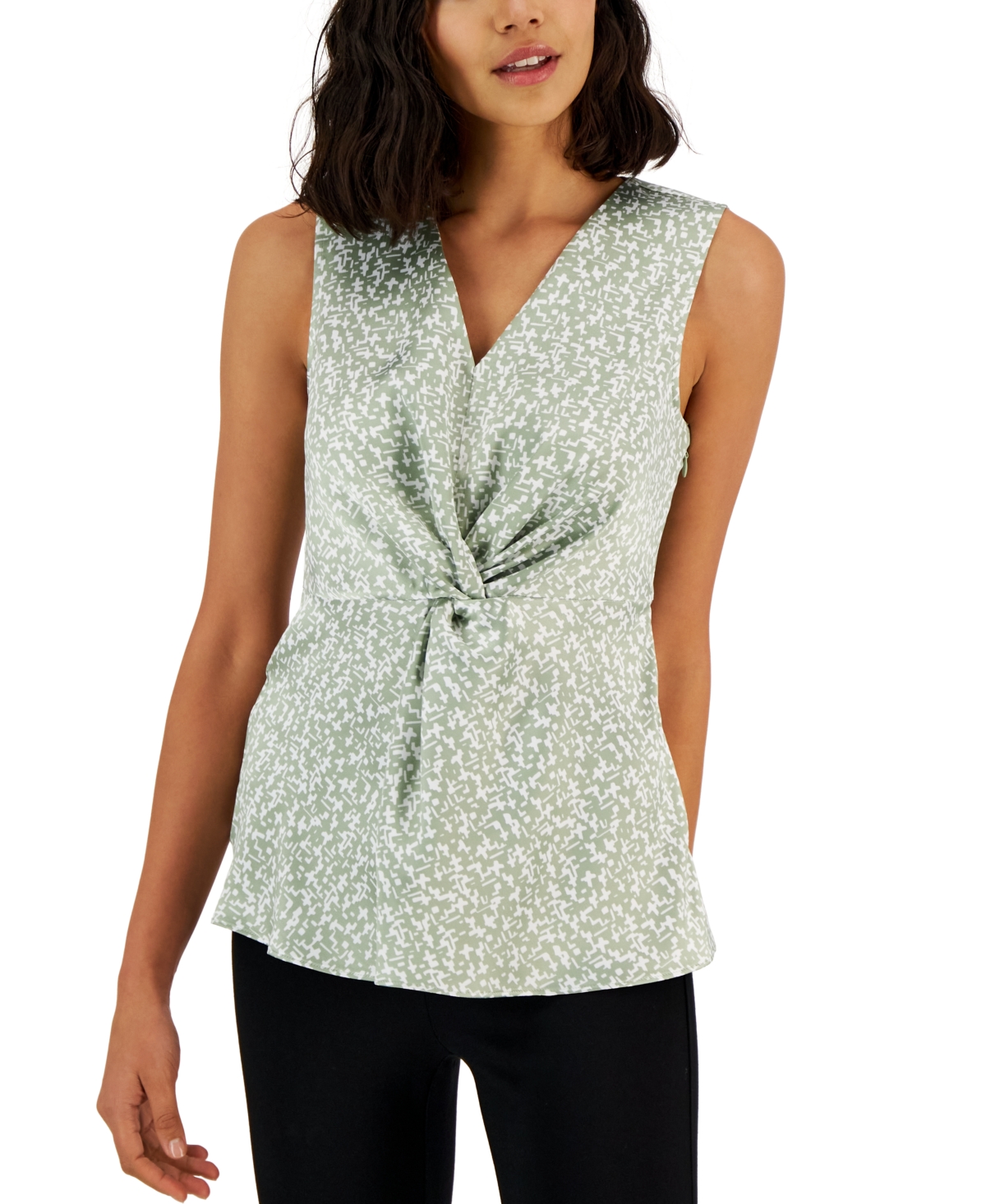  Alfani Women's Printed Twist-Front Top, Created for Macy's