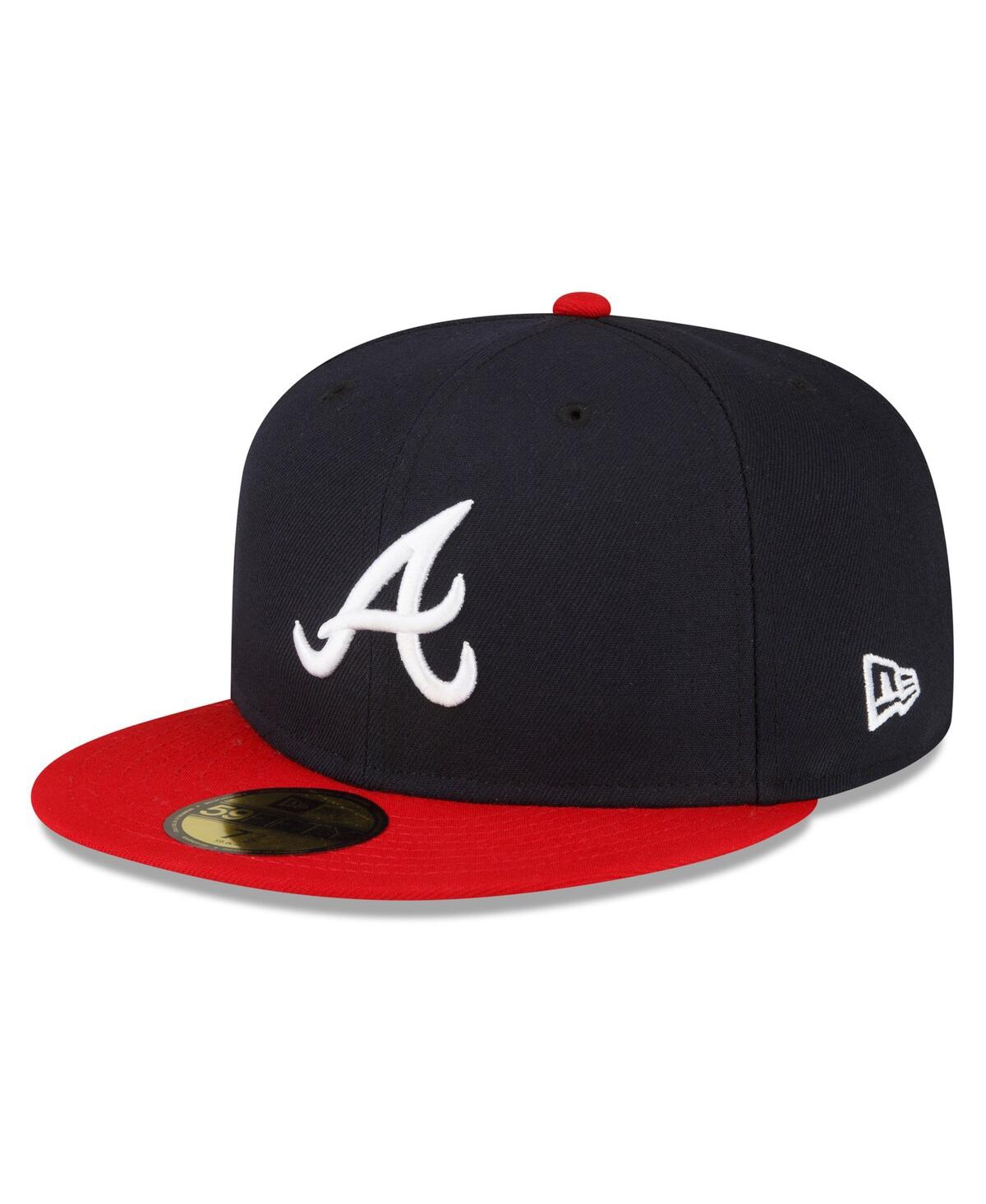 Shop New Era Men's  Navy, Red Atlanta Braves Authentic Collection Replica 59fifty Fitted Hat In Navy,red