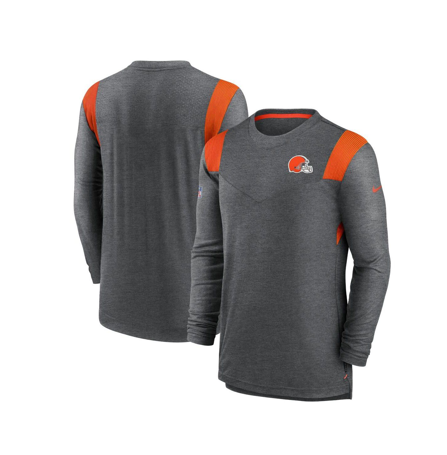 Мужская футболка Nike Charcoal Cleveland Browns Sideline Tonal Logo Performance Player Long Sleeve — фото 4
