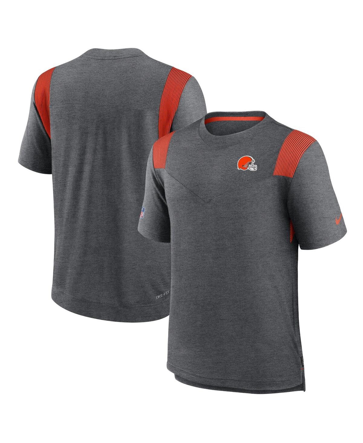 Men's NikeCleveland Browns Sideline Tonal Logo Performance Player T-shirt - Heather Charcoal