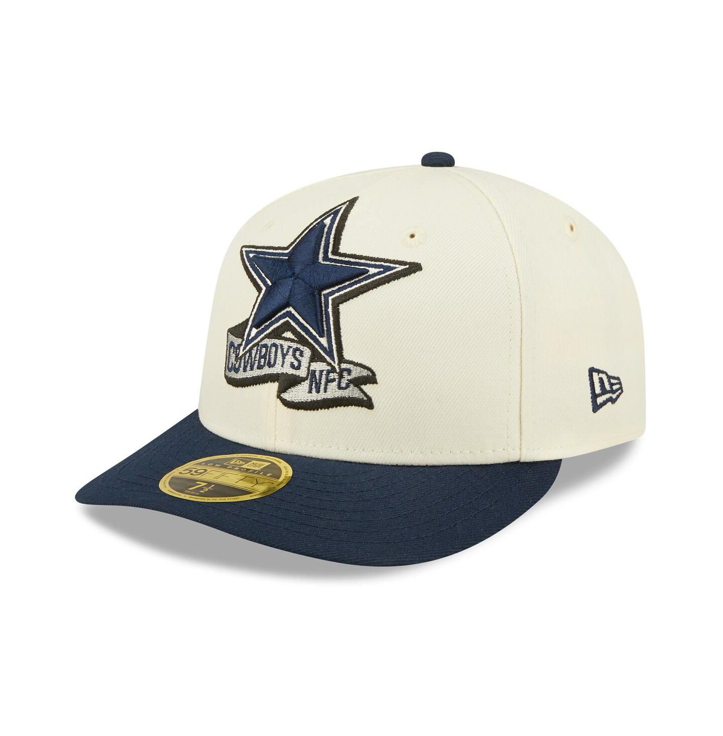 Мужская кепка New Era Cream, Navy Dallas Cowboys 2022 Sideline Low Profile 59FIFTY Fitted Hat — фото 7