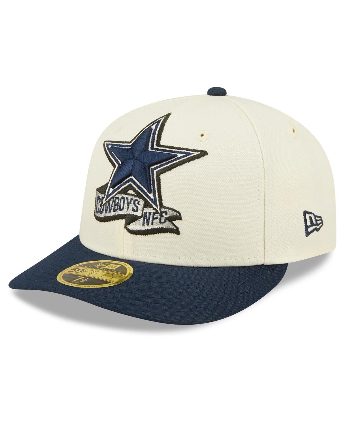 New Era Men's  Cream, Navy Dallas Cowboys 2022 Sideline Low Profile 59fifty Fitted Hat In Cream,navy