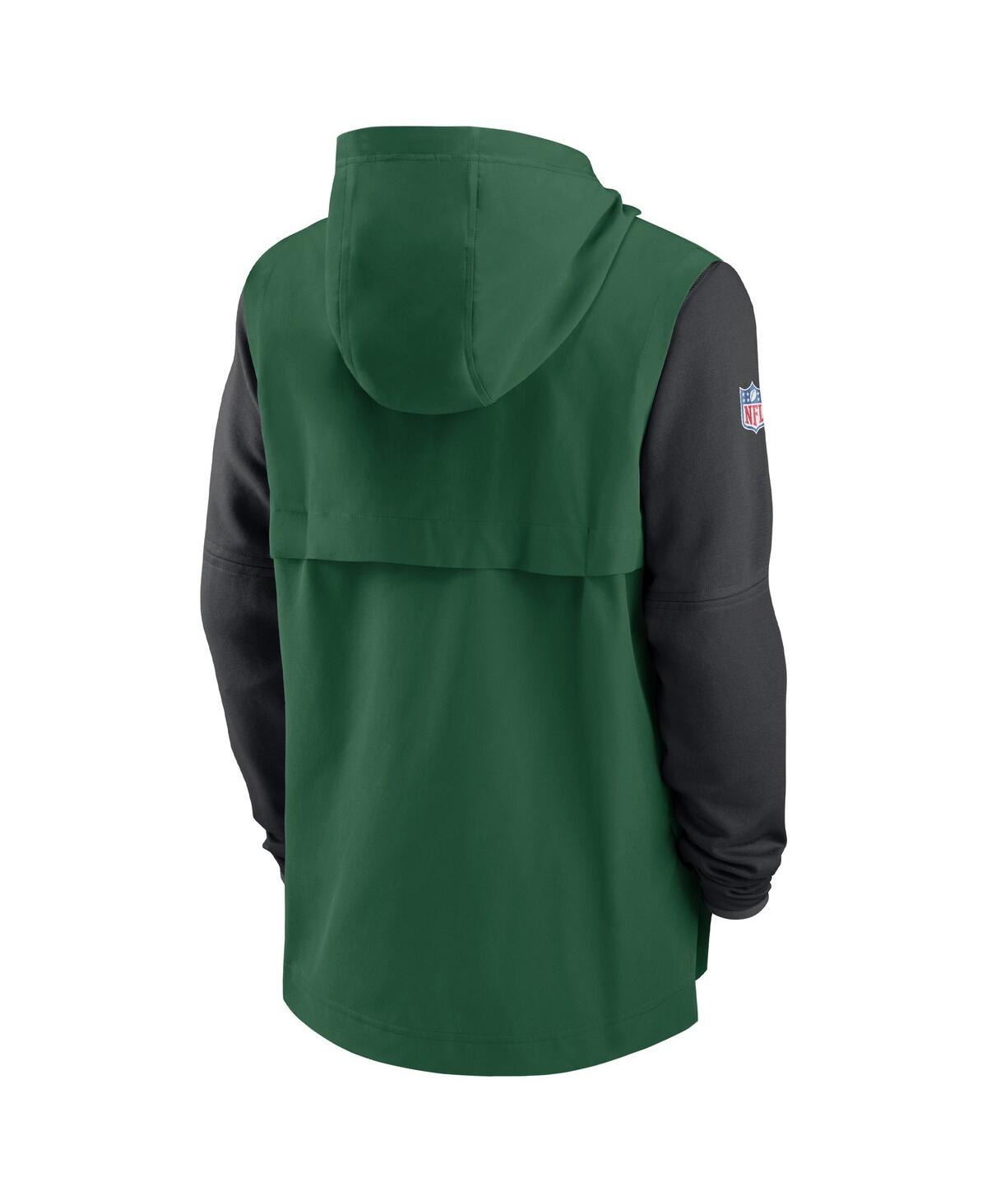 Shop Nike Men's  Green, Black New York Jets Sideline Player Quarter-zip Hoodie In Green,black