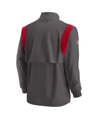 Men's Pewter Tampa Bay Buccaneers Sideline Coach Chevron Lockup Quarter-zip Long Sleeve Top