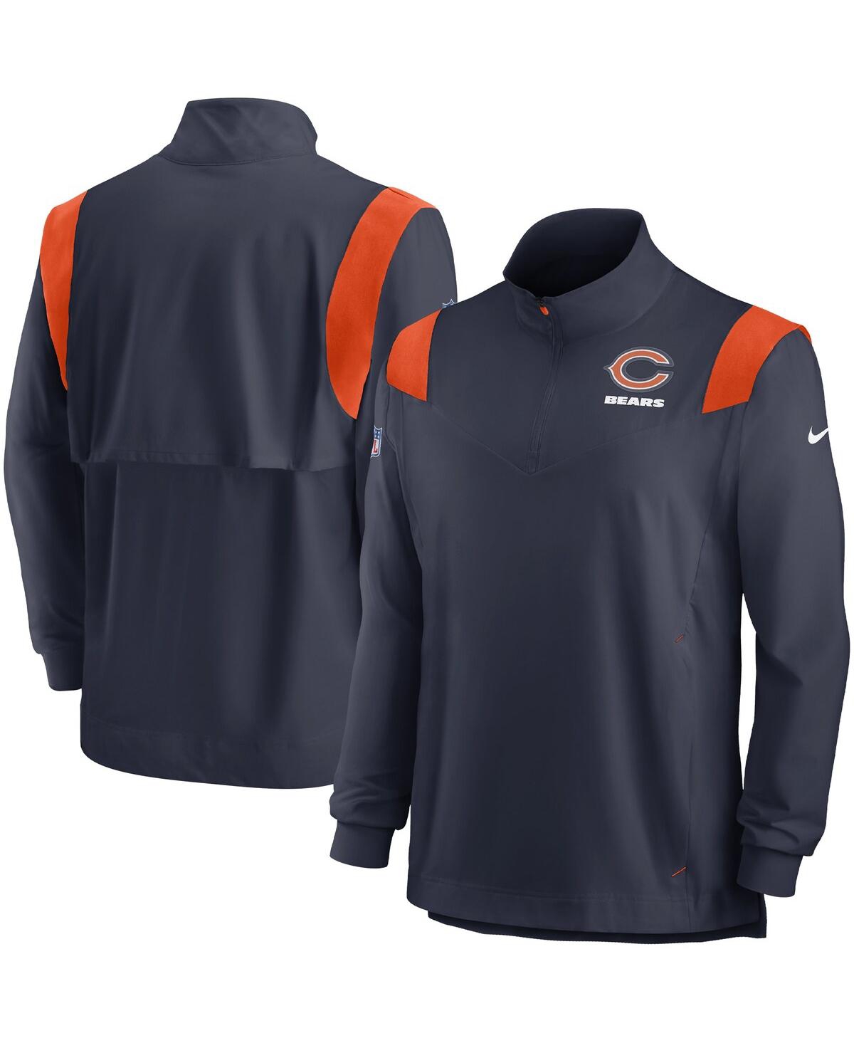 Nike Navy Chicago Bears Sideline Coach Chevron Lockup Quarter-zip Long Sleeve Top In Navy