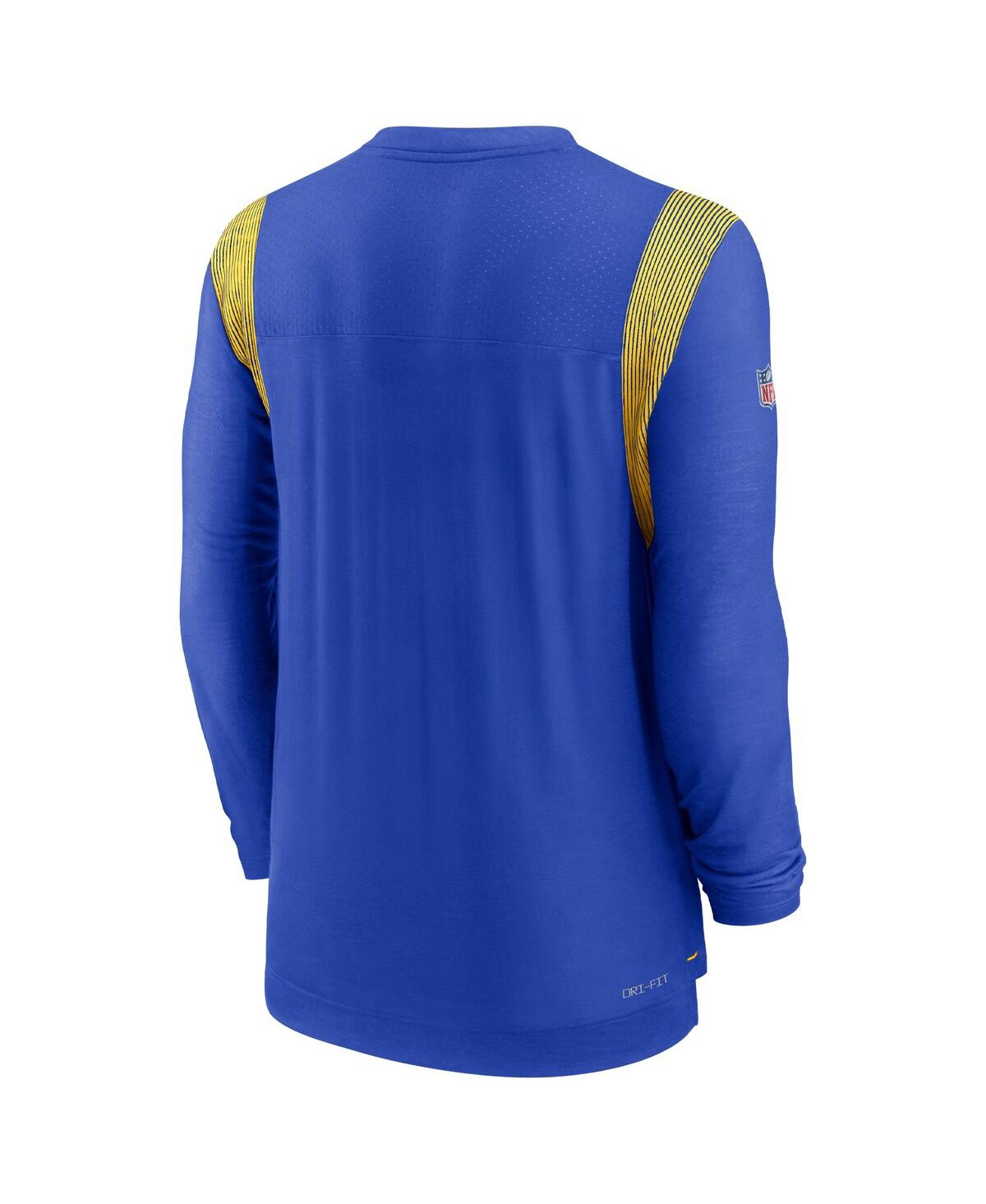 Shop Nike Men's  Royal Los Angeles Rams Sideline Tonal Logo Performance Player Long Sleeve T-shirt