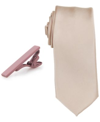 Men's Solid Tie & 1-1/2" Tie Bar Set