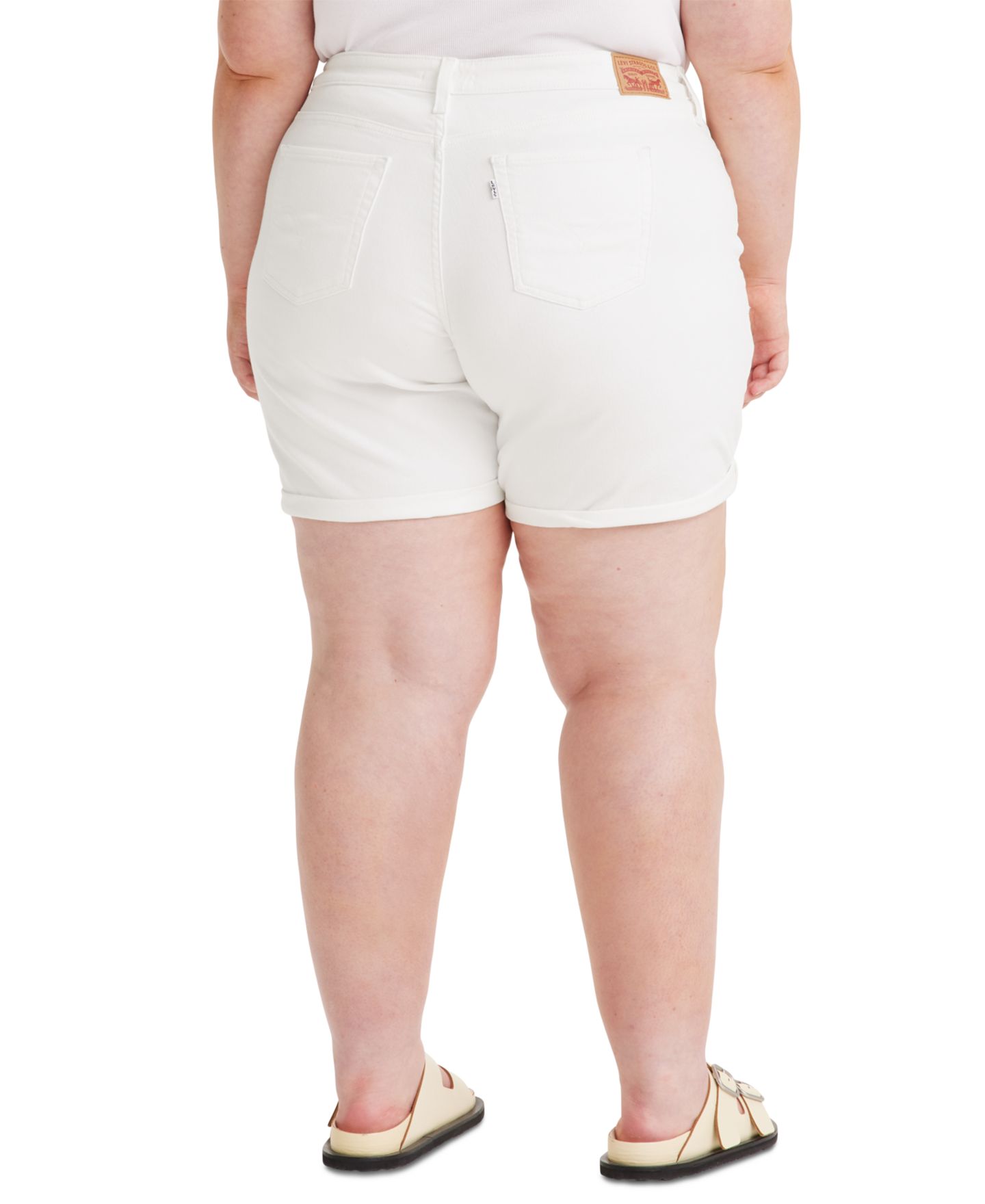 Женские шорты Levi's Trendy Plus Size Mid-Length Stretch Denim Shorts, цвет: Меловой белый — фото 3