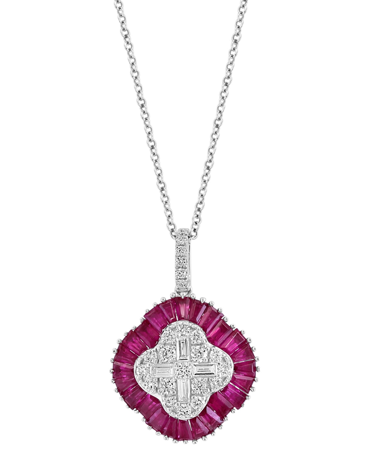 Effy Collection Effy Ruby (2-3/8 Ct. T.w.) & Diamond (5/8 Ct. T.w.) 18" Pendant Necklace In 14k White Gold
