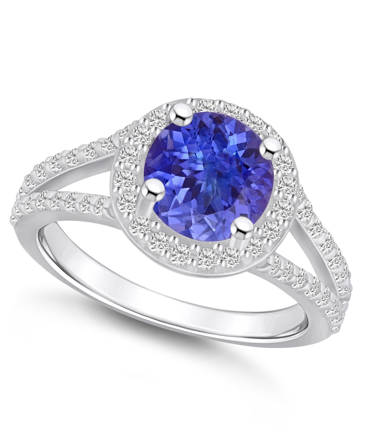 Macy's Tanzanite (2-3/4 Ct. T.w.) And Diamond (3/4 Ct. T.w.) Halo Ring In White Gold