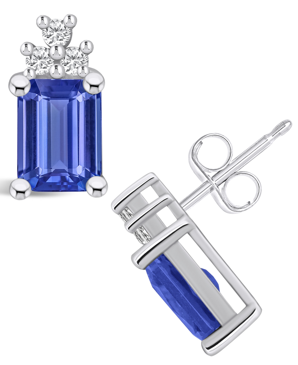 Macy's Tanzanite (3-1/5 Ct. T.w.) And Diamond (1/5 Ct. T.w.) Stud Earrings In White Gold