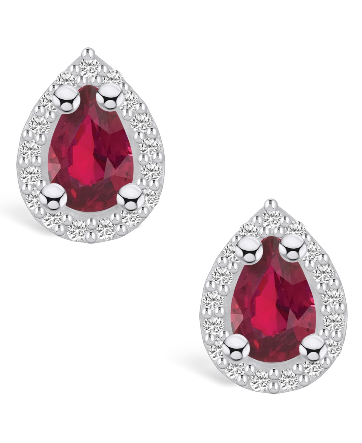Macy's Ruby (1 Ct. t.w.) and Diamond (1/6 Ct. t.w.) Halo Stud Earrings