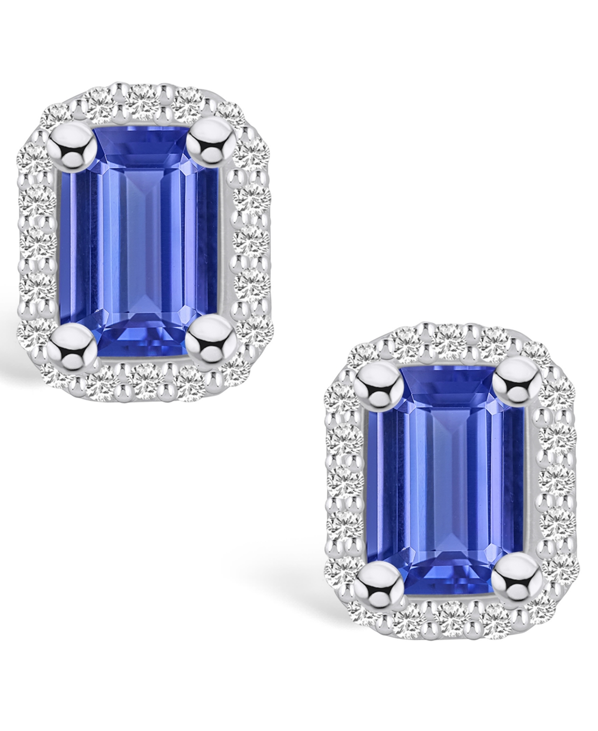 Macy's Tanzanite (1-1/10 Ct. t.w.) and Diamond (1/5 Ct. t.w.) Halo Stud Earrings