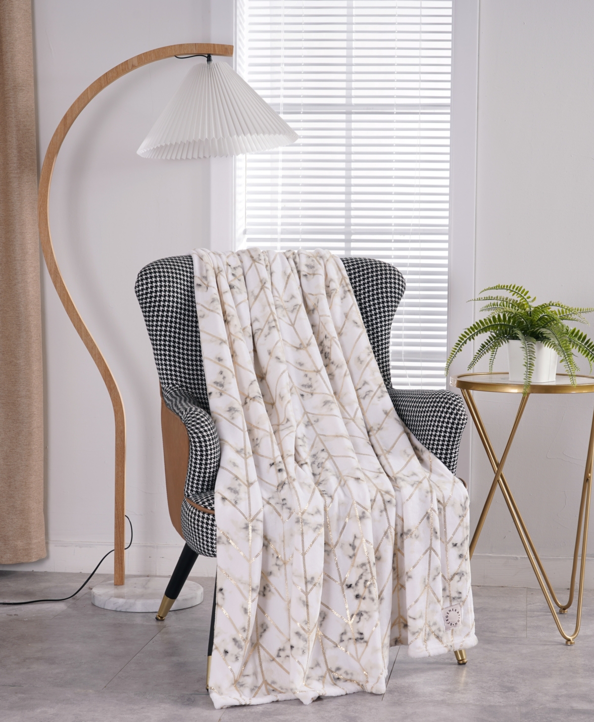 BCBgeneration Marble Foil Printed Plush Throw Blanket, 70