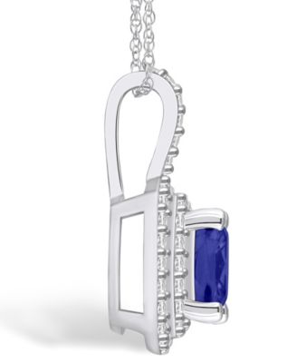 Tanzanite (2-1/3 Ct. t.w.) and Diamond (1/2 Ct. t.w.) Halo Pendant Necklace