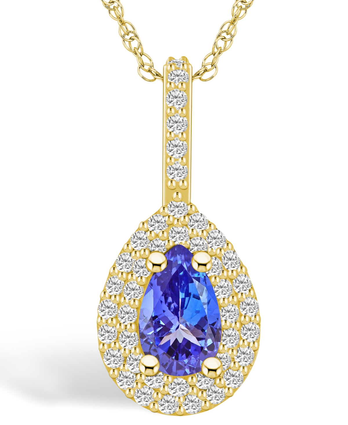 Macy's Tanzanite (7/8 Ct. T.w.) And Diamond (3/8 Ct. T.w.) Halo Pendant Necklace In Gold