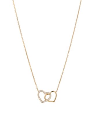 Silver-Tone Double Heart Necklace 16" + 2" Extender