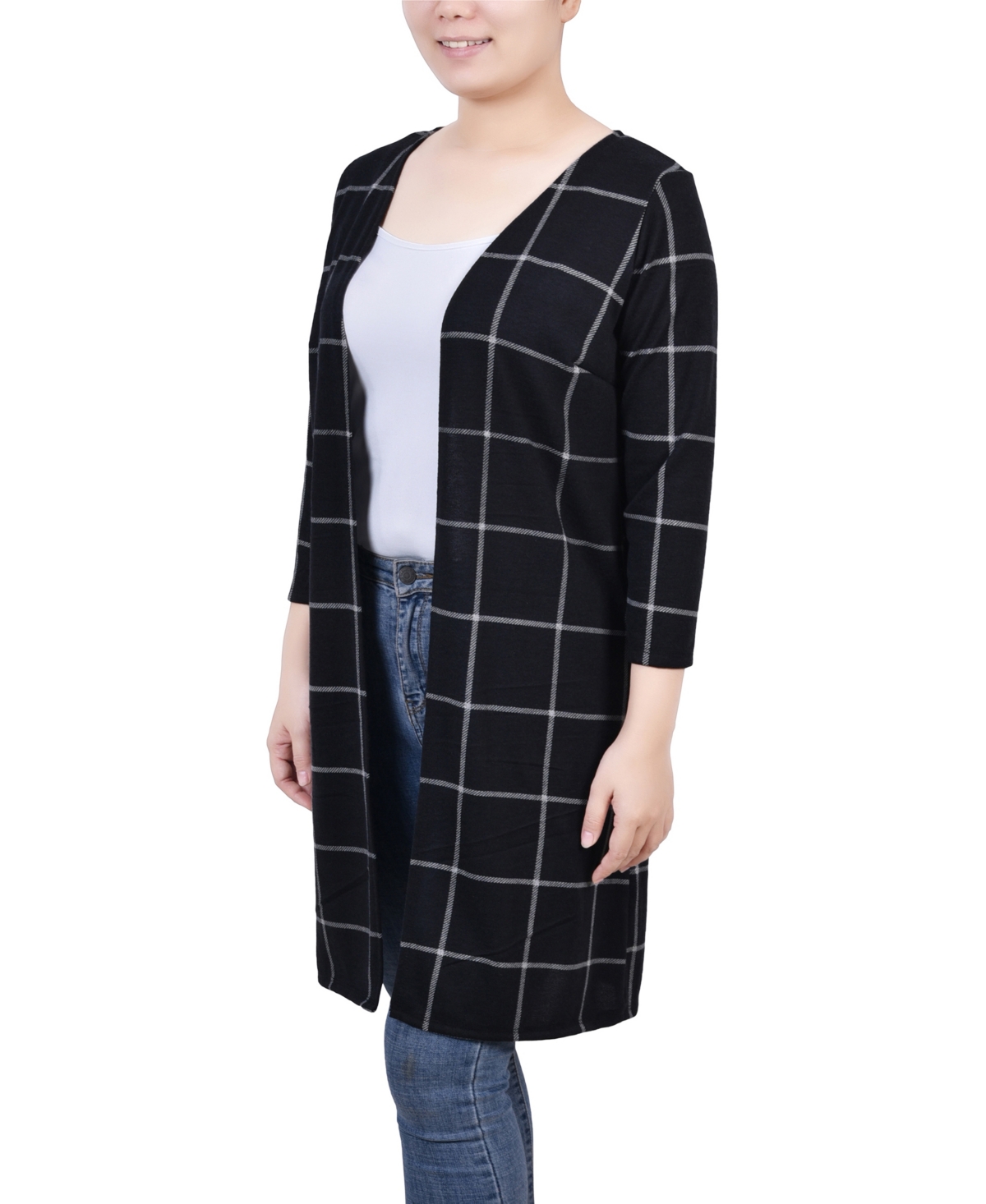 Ny Collection Women's 3/4 Sleeve Knit Cardigan