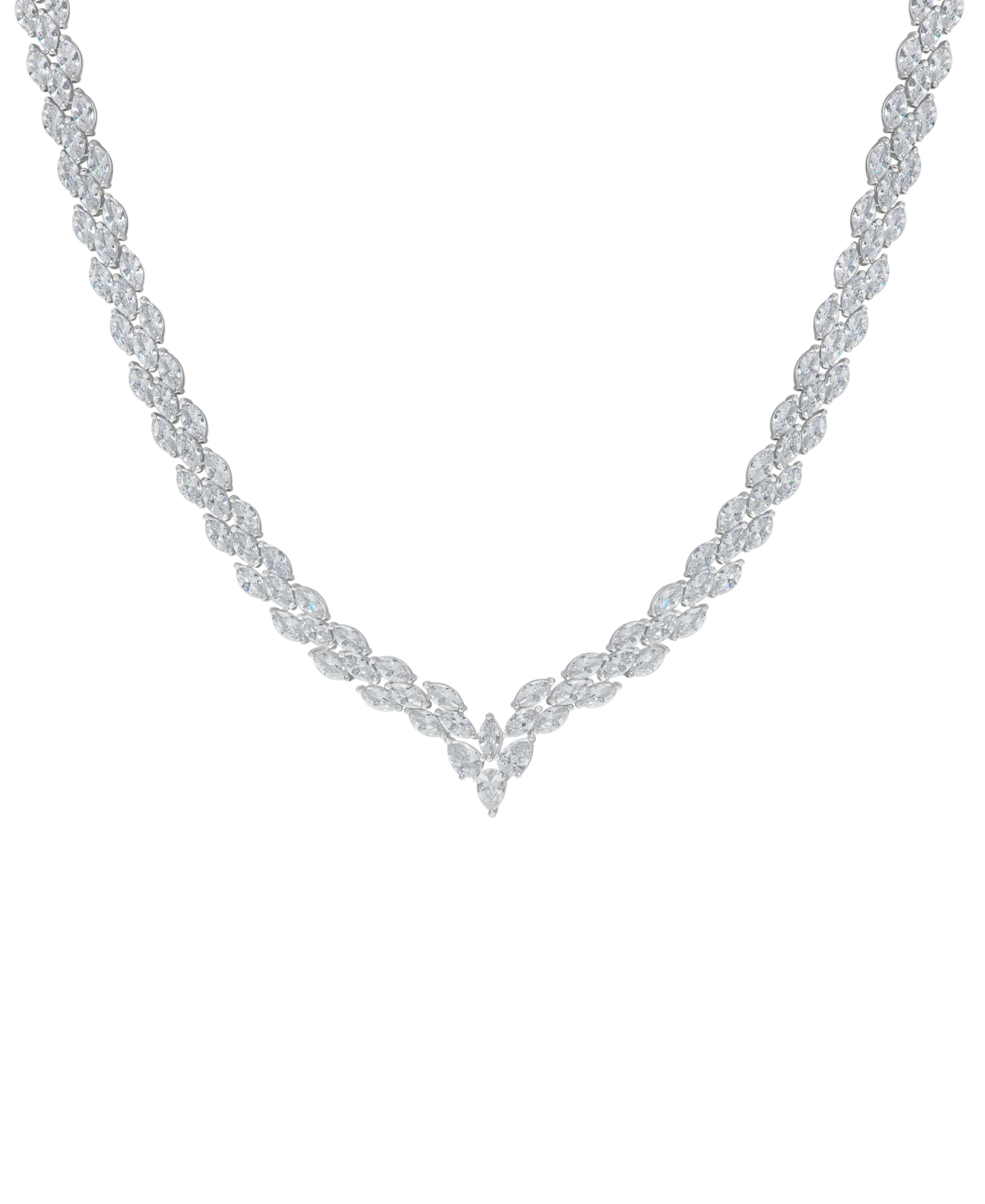 Macy's Fine Silver Plated Cubic Zirconia Marquise V Necklace