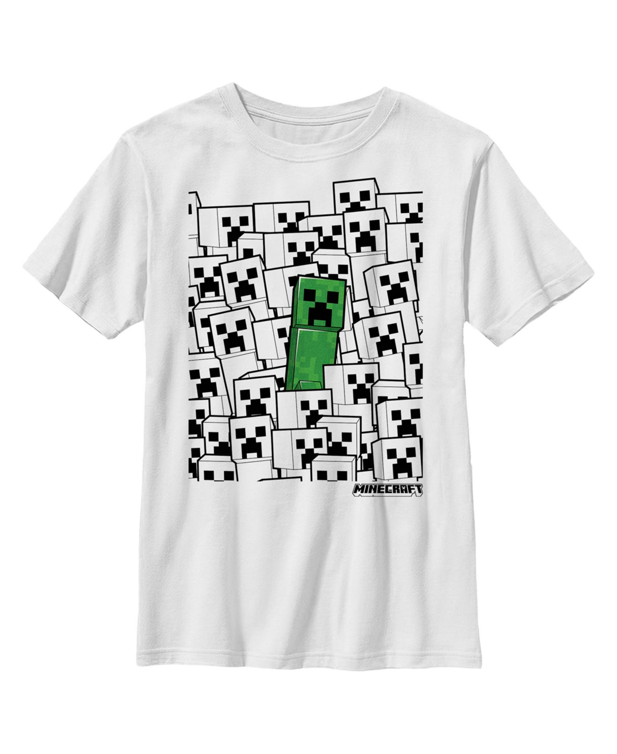 Microsoft Boy's Minecraft Stand Out Green Creeper Child T-shirt In White