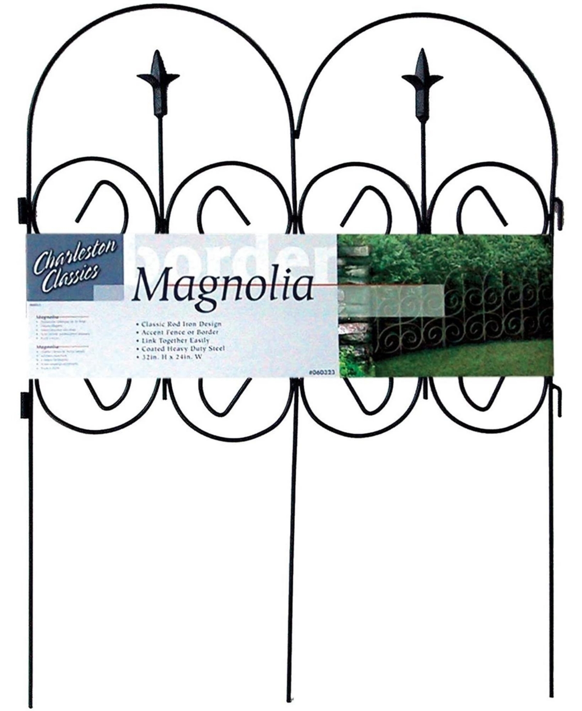 Magnolia Decorative Steel Landscape Border Fence Section - Black