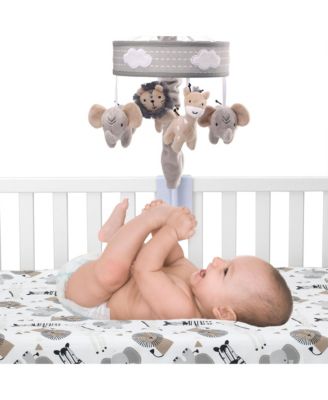 Jungle Safari Gray Elephant/Lion/Giraffe Musical Baby Crib Mobile Toy
