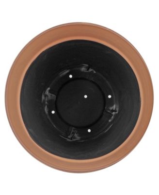 Colored Rim Large Plastic Planter Green 15 Inches