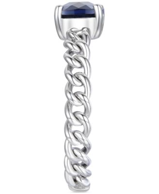 Amethyst Solitaire Chain Link Ring (7/8 ct. t.w.) in 14k Rose Gold-Plated Sterling Silver (Also in Blue Topaz, Emerald, Sapphire and Ruby)