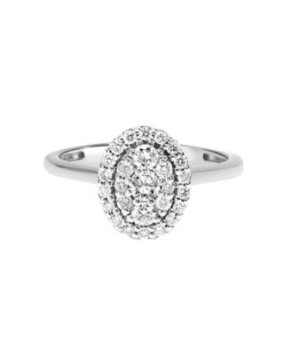 Diamond Oval Cluster Engagement Ring (1/2 ct. t.w.) in 14k White Gold