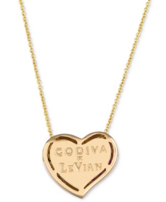 GODIVA x Le Vian&reg; Strawberry and Chocolate Heart Pendant Necklace Featuring Passion Ruby (3/4 ct. t.w.) & Chocolate Diamond (1/10 ct. t.w.) in 14k Gold