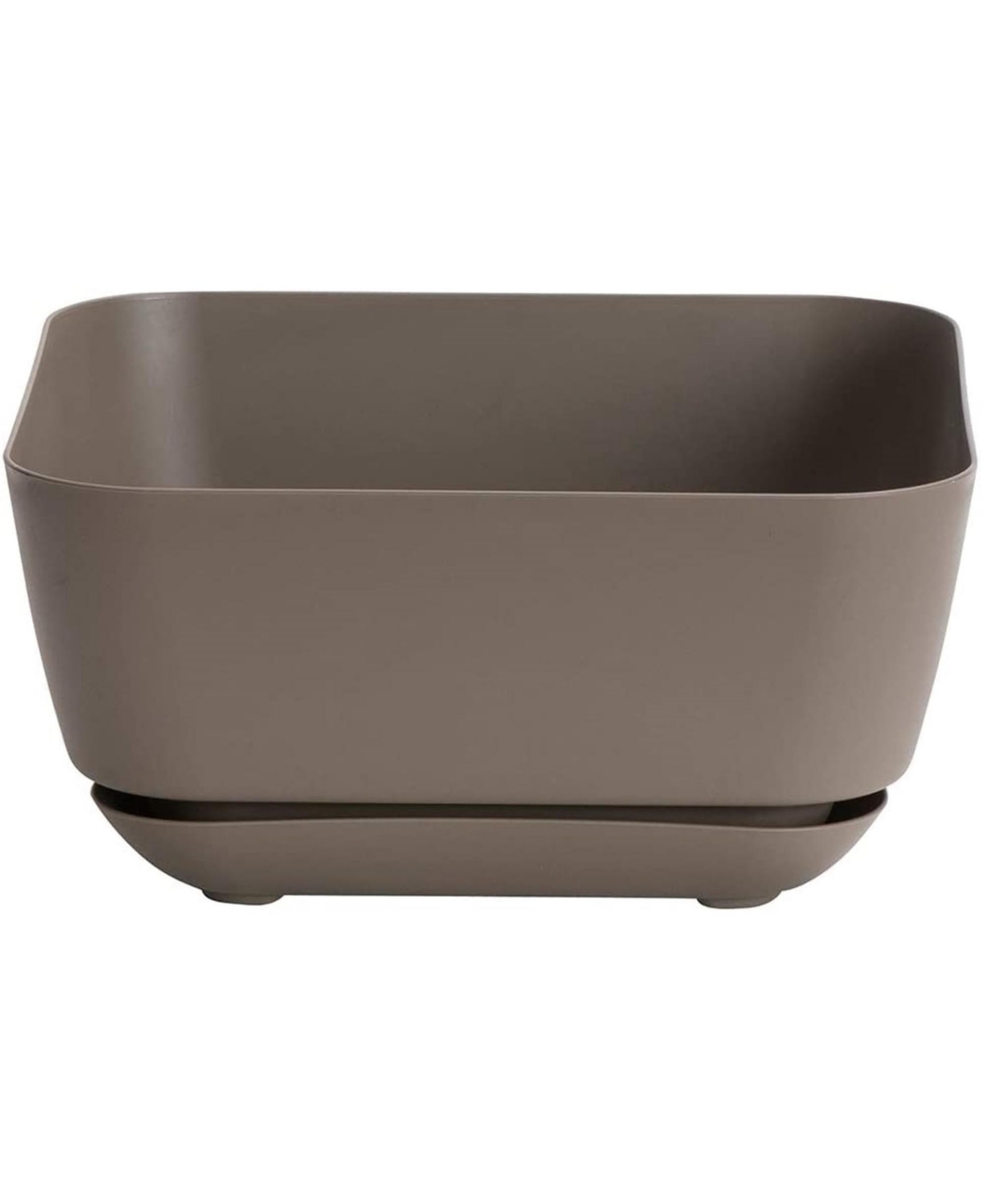 (#10023) Garden Square Out/Indoor Resin Planter Flower Pot, Taupe, 12" - Taupe