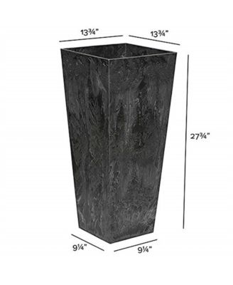 Artstone Ella Tall Square Planter Black 27.5 inch