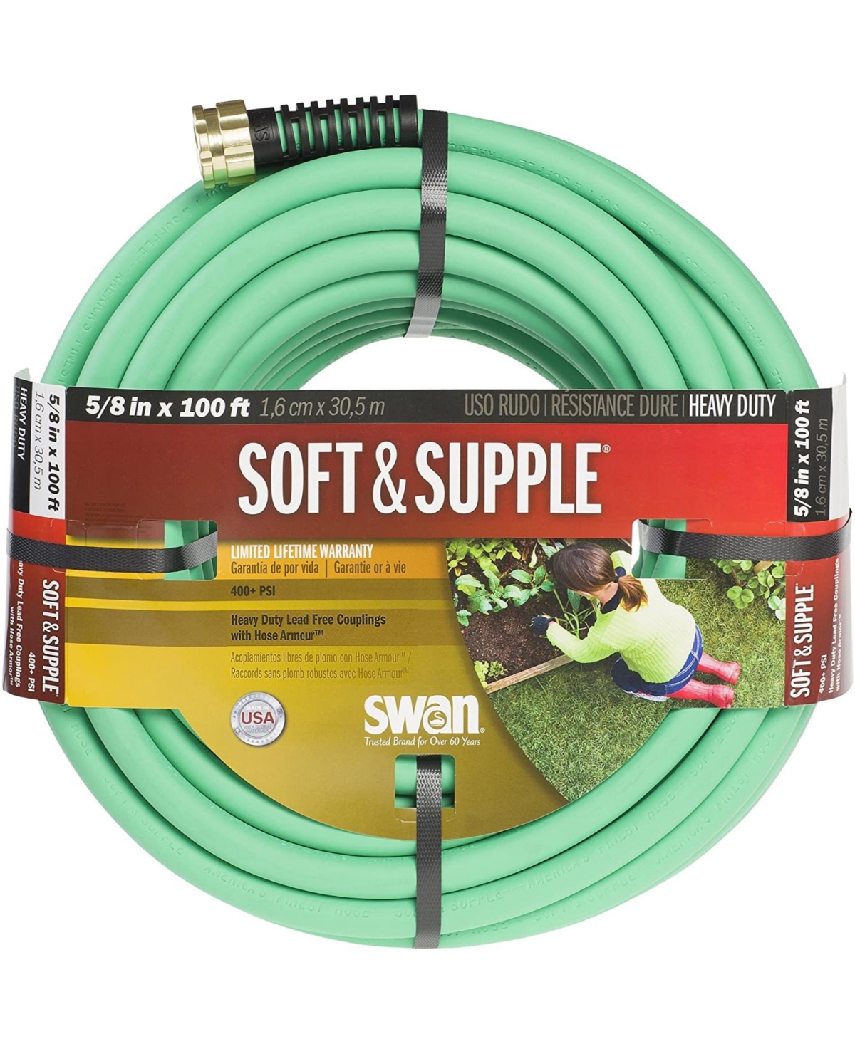 Swan Products Soft And Supple Garden Hose,.62 Inches X 100 Ft In Green