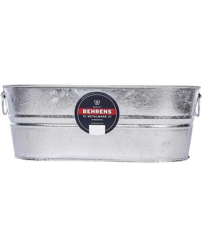 Behrens Hot Dipped Galvanized Steel Oval Planter/Tub 55 gal Silver