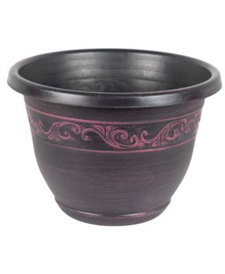 Outdoor Tulip Banded Plastic Planter Plum 13 Inches