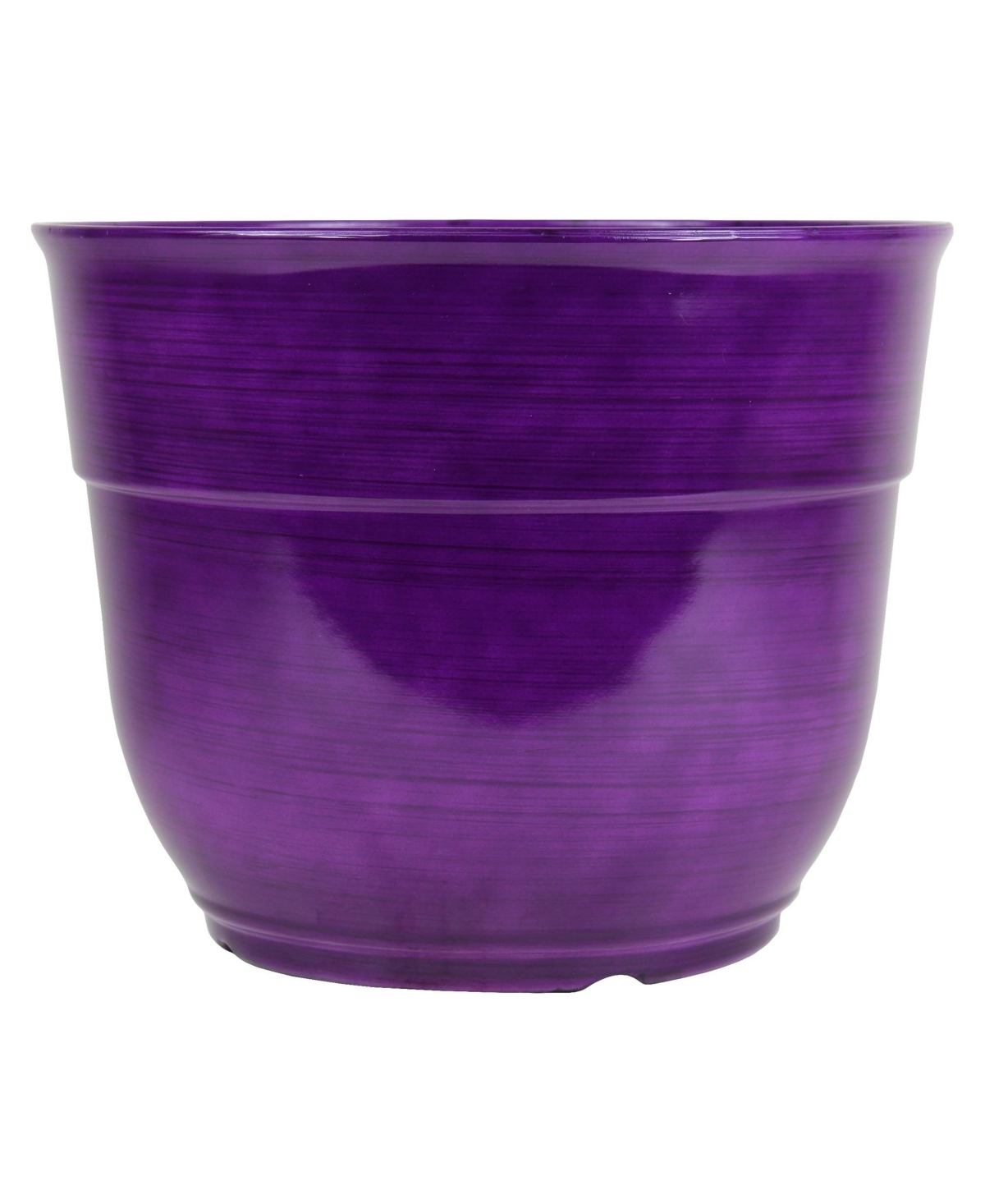 Glazed Brushed Happy Large Plastic Planter Dark Purple 15 Inch - Purple