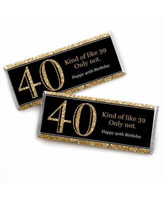 Big Dot of Happiness Adult 40th Birthday - Gold - Candy Bar Wrappers ...