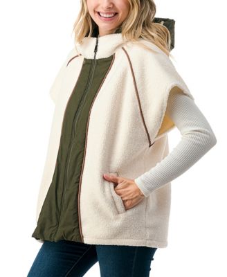 Women's Quilted Long Zipper Front Vest with Hood