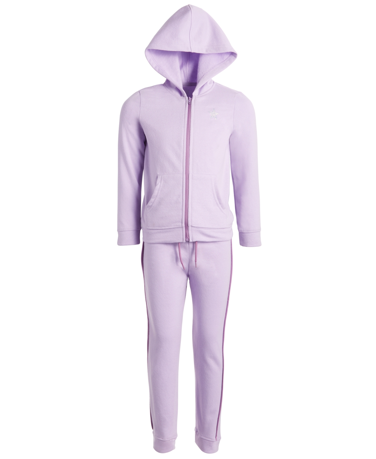 Id Ideology Kids' Toddler & Little Girls 2-pc. Star Zip-up Hoodie & Pants Set, Created For Macy's In Lilac Breeze
