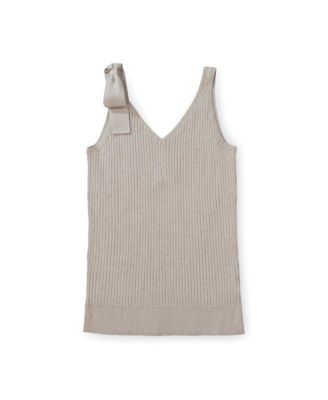 Womens' V-Neck Rib Knit Tank with Bow