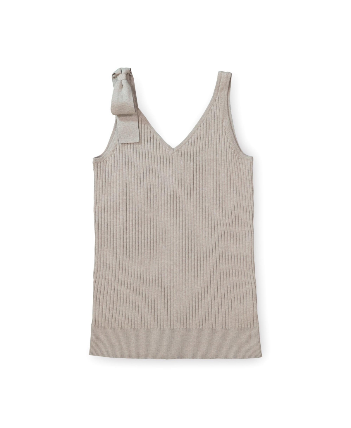 Hope & Henry Womens' V-Neck Rib Knit Tank with Bow