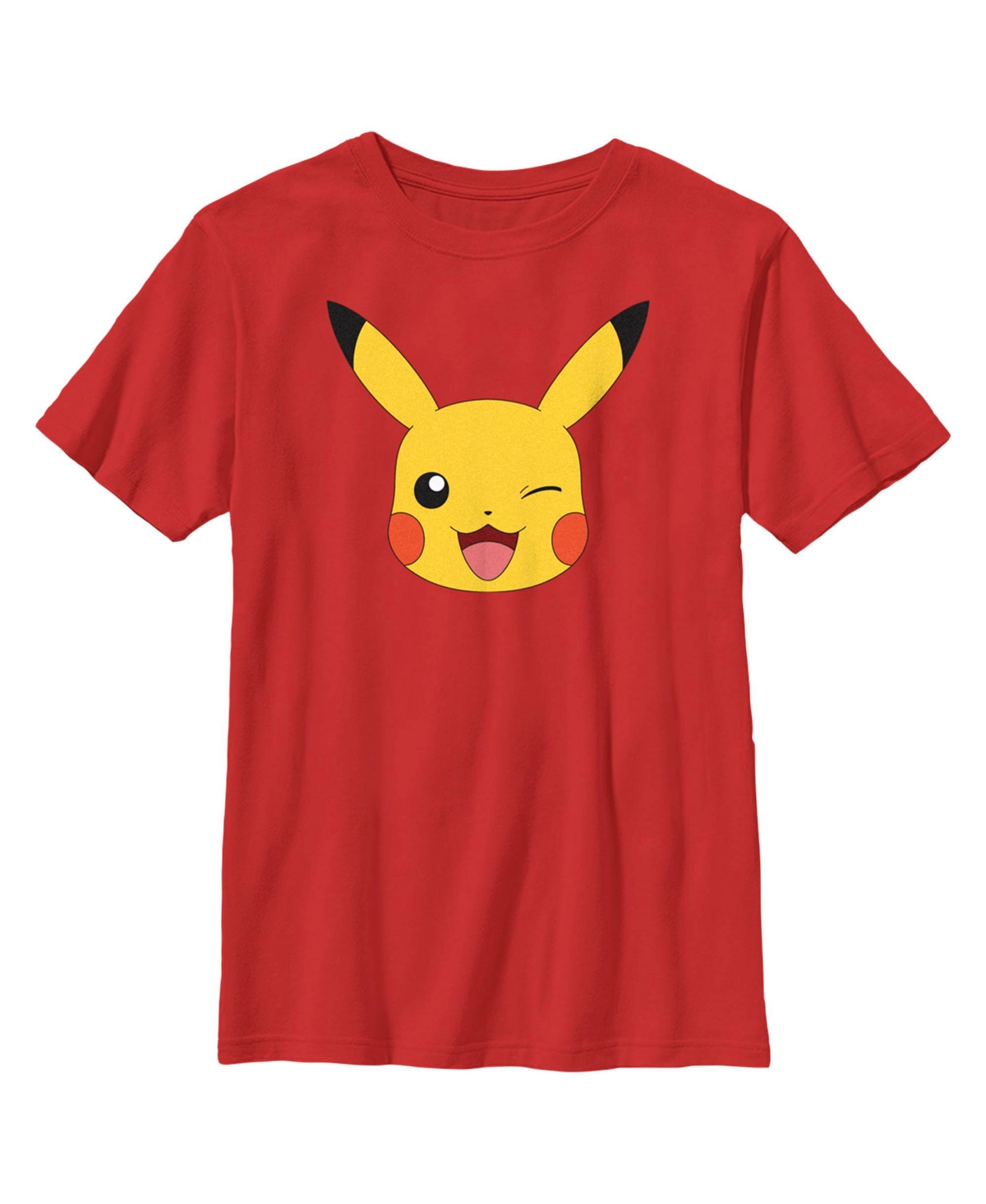 Nintendo Boy's Pokemon Pikachu Cute Happy Wink Face Child T-shirt In Athletic Heather