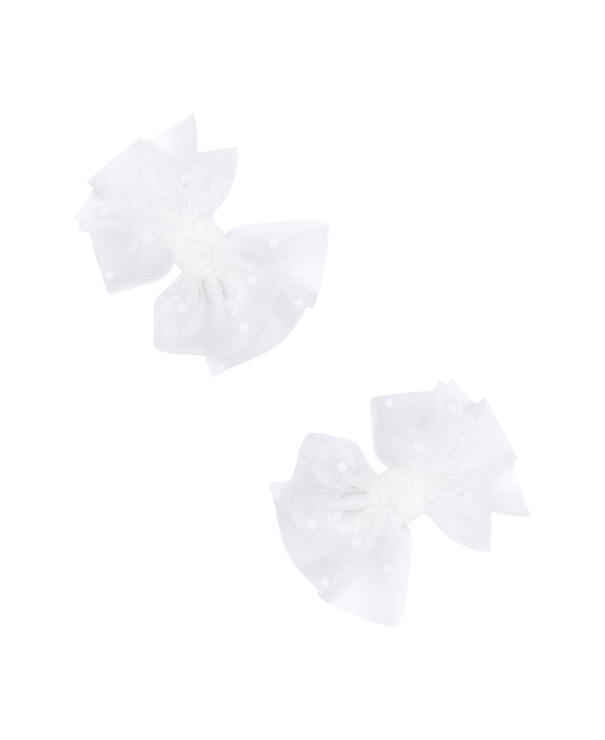 Baby Bling Infant-toddler 2-pack Tulle Baby Fab-bow-lous Hair Clips For Girls In White