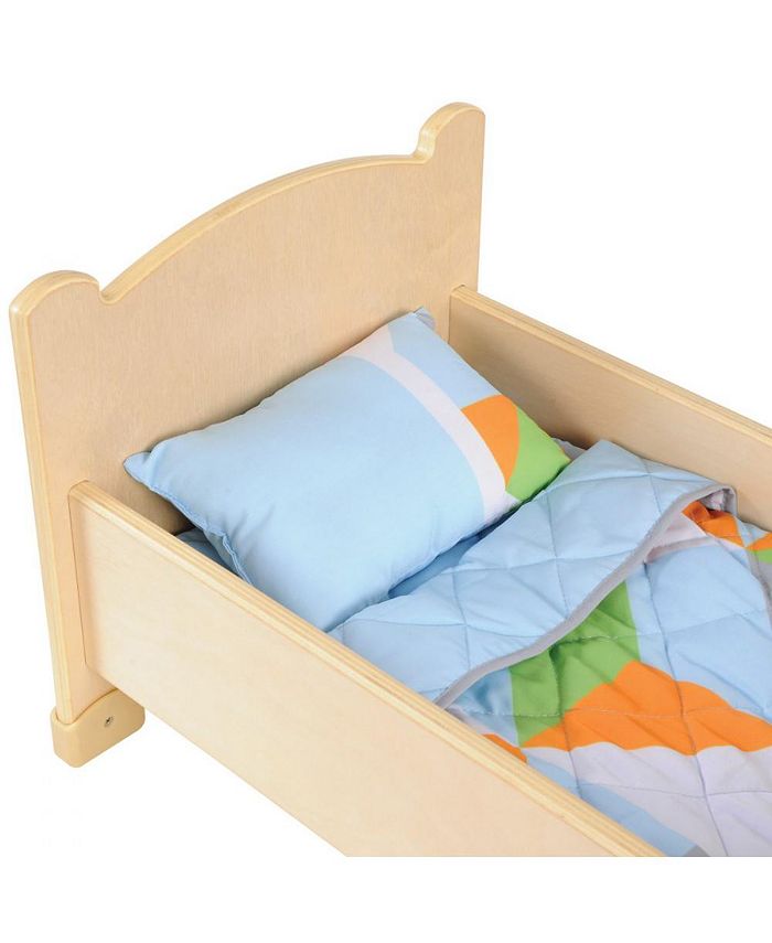 Kaplan Early Learning Wooden Doll Bed with Bedding Macy's