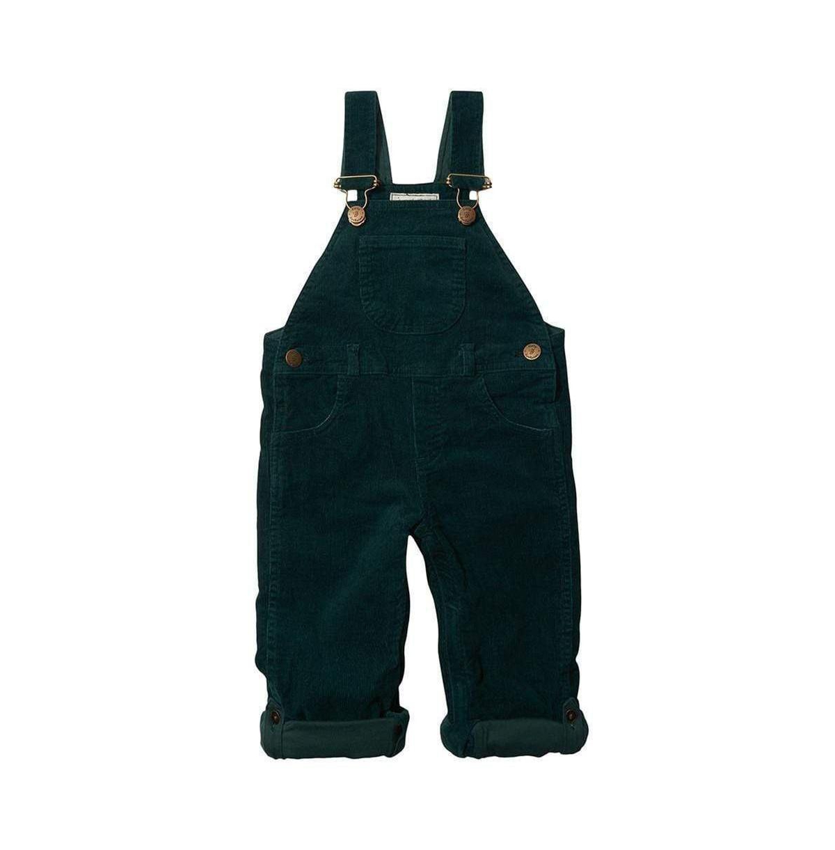 Dotty Dungarees Child Girl And Child Boy Corduroy Overalls In Moss Green
