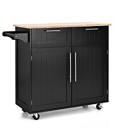 Rolling Kitchen Cart Island Heavy Duty Storage Trolley Cabinet Utility Black