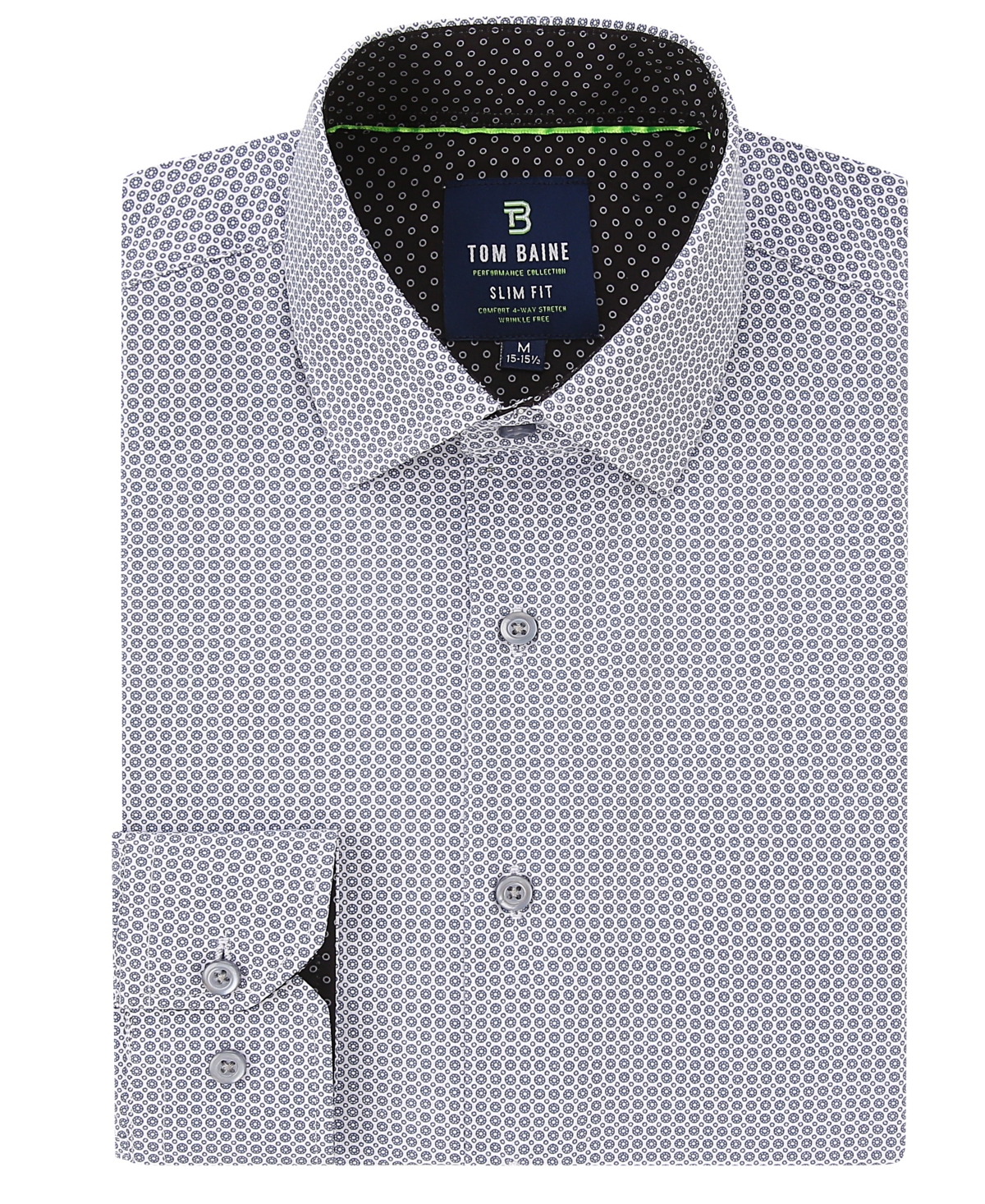 Men's Slim Fit Performance Long Sleeve Geometric Button Down Dress Shirt - Red Dots