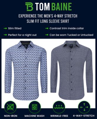 Men's Slim Fit Performance Long Sleeve Button Down Dress Shirt