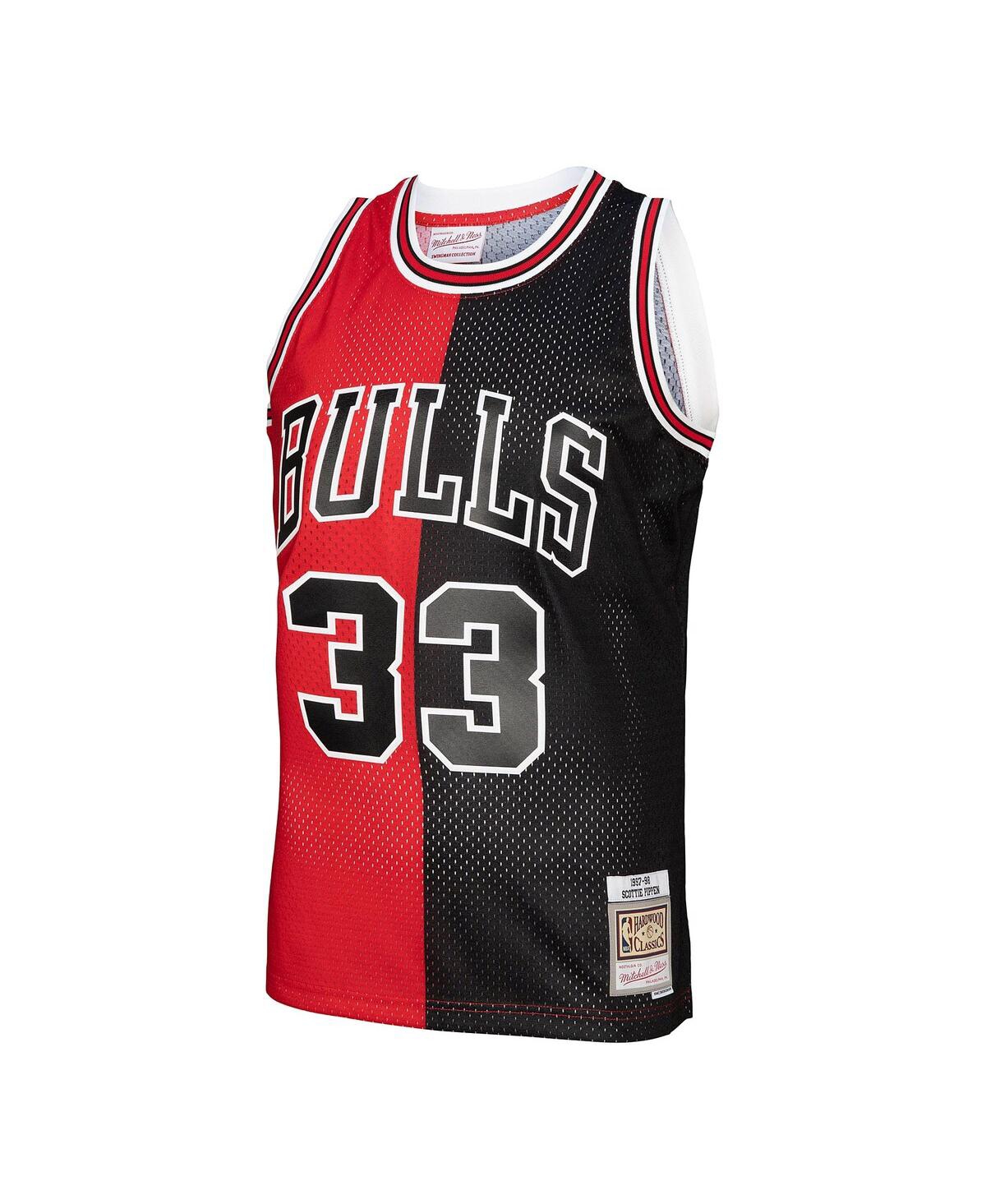 Men's Mitchell & Ness Scottie Pippen Black Chicago Bulls Big and Tall Hardwood Classics 1997-98 Split Swingman Jersey - Black